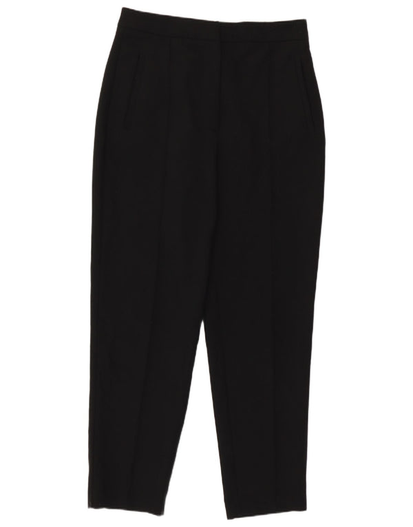 Zara Calça feminina cônica cortada média W28 L23 poliéster preto