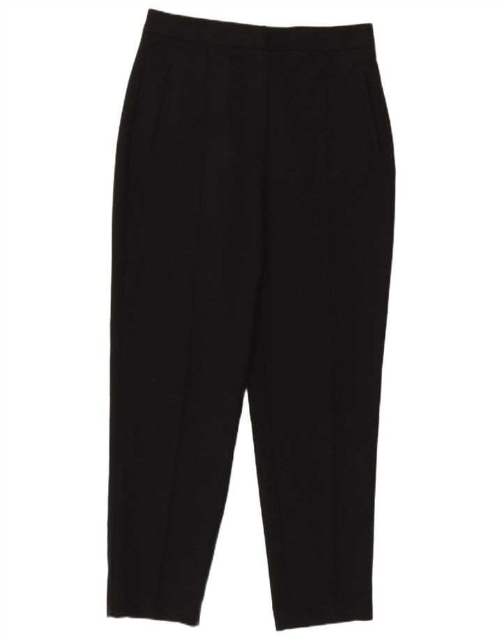 Zara Calça feminina cônica cortada média W28 L23 poliéster preto