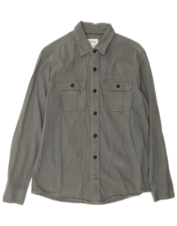 Camisa masculina Fat Face pequena algodão cinza
