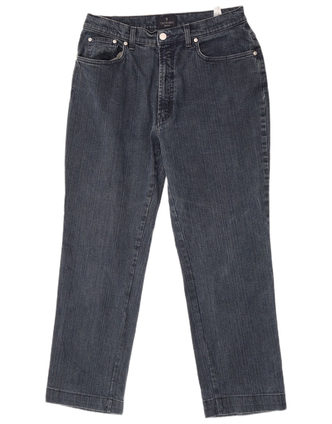 Trussardi Calça jeans reta masculina W33 L27 algodão azul