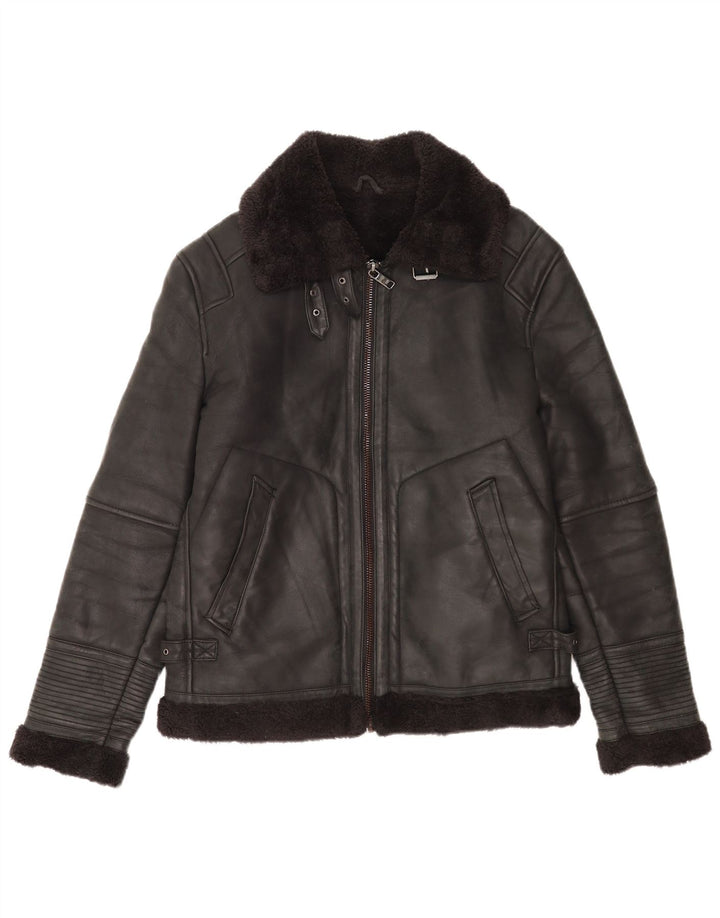 Zara Mens Jaqueta Shearling Reino Unido 38 Médio Preto
