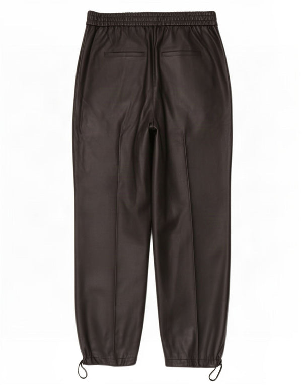 Zara Calça feminina joggers de couro sintético médio W32 L26 poliuretano preto