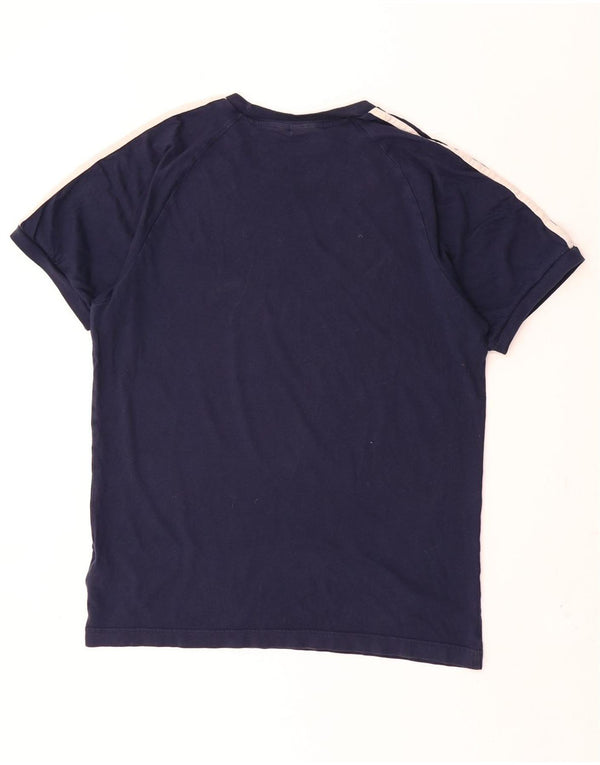 Adidas Mens Camiseta Top Médio Algodão Azul Marinho