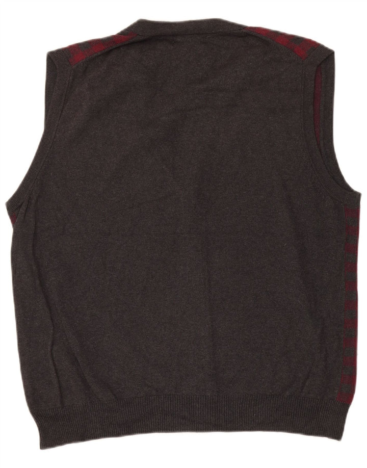 Suéter cardigã masculino sem mangas Nautica grande algodão guingão cinza