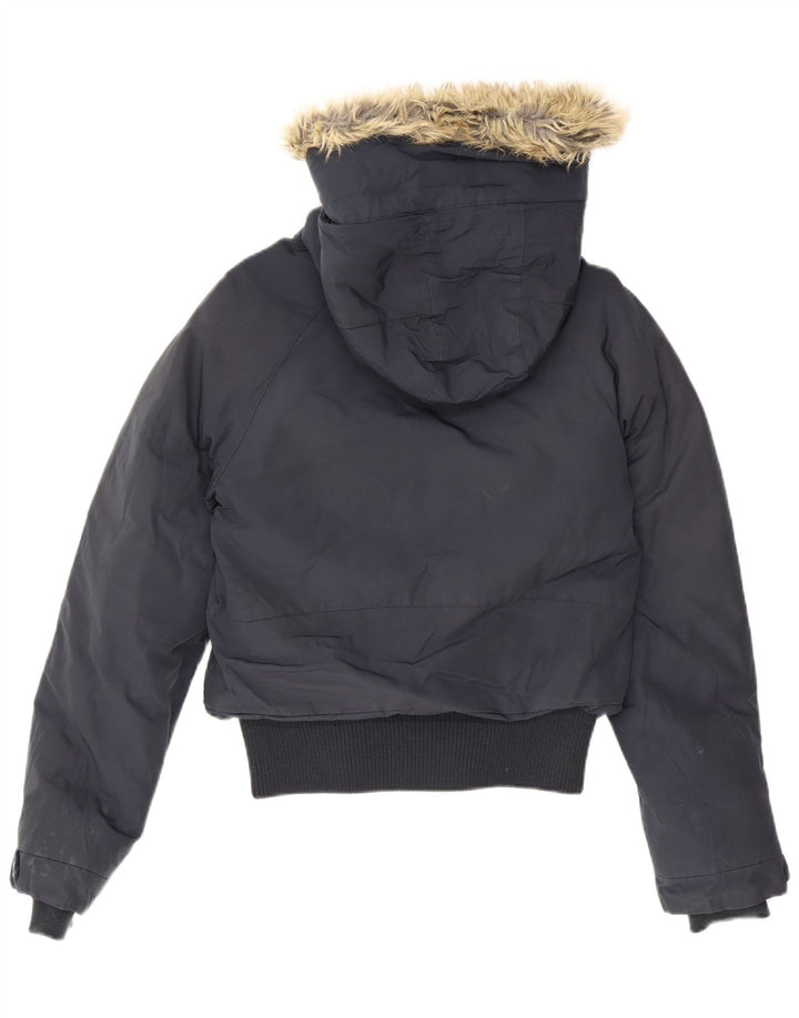 Jaqueta feminina acolchoada com capuz Woolrich Reino Unido 12 algodão azul marinho médio