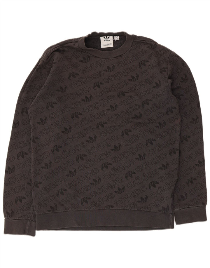 Adidas Mens Graphic Moletom Jumper Pequeno Algodão Cinza