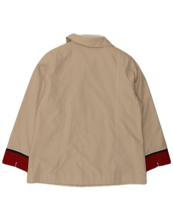 Jaqueta feminina vintage UK 18 XL bege colorblock poliéster