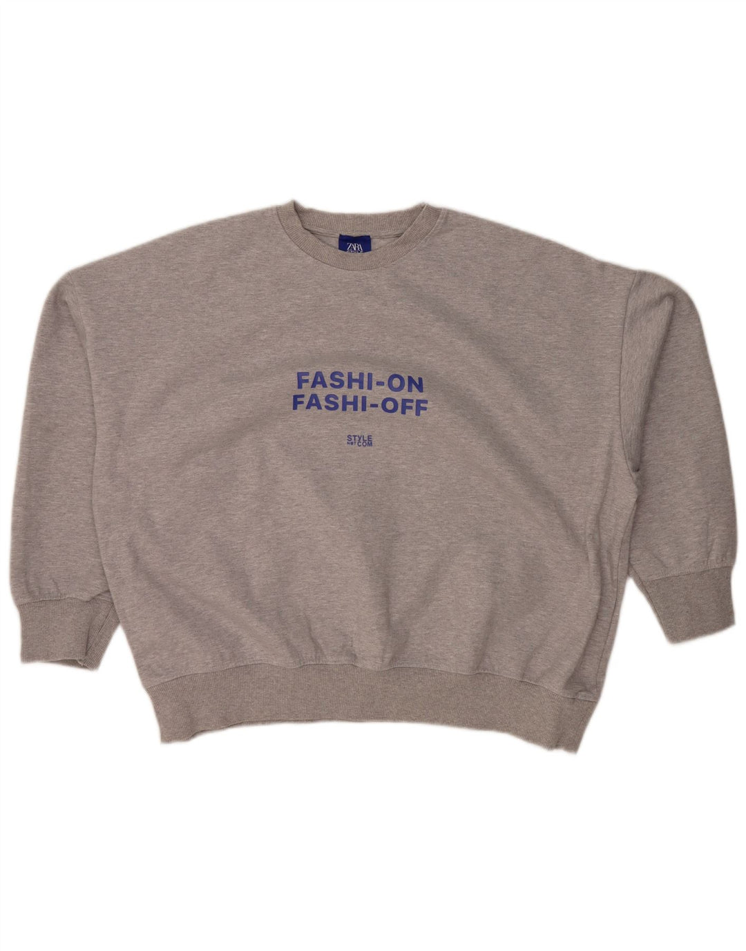 ZARA moletom feminino oversized com estampa gráfica UK 14 cinza médio manchado