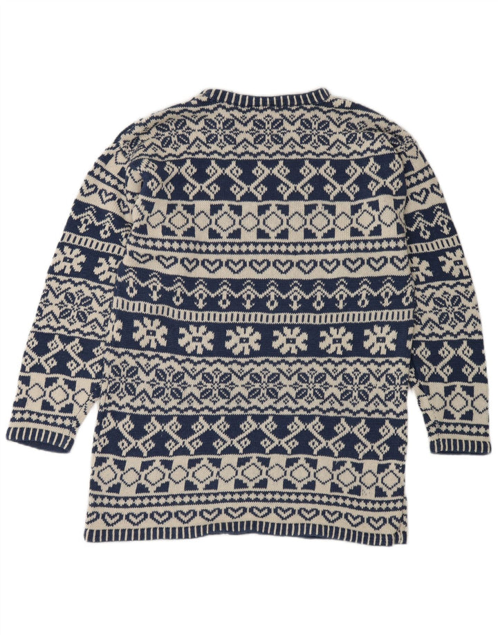 Suéter masculino Impuls com gola redonda e pequeno azul Fair Isle Ramie