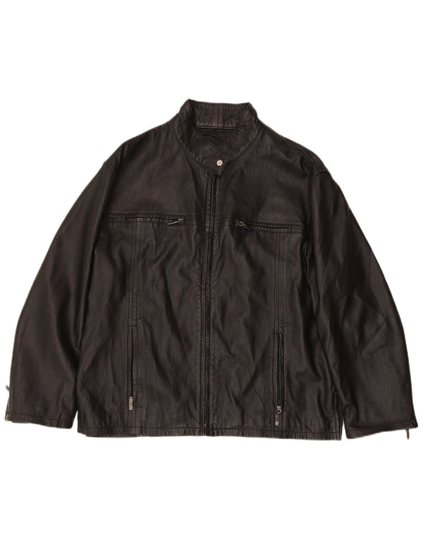 Jaqueta de couro feminina VINTAGE UK 18 XL preta