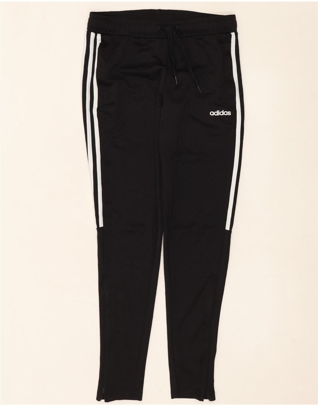 Calça de treino feminina Adidas UK 8/10 pequena poliéster preta
