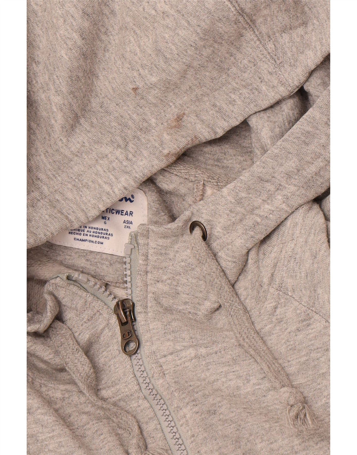 CHAMPION Suéter feminino com capuz e zíper grande bloco cinza