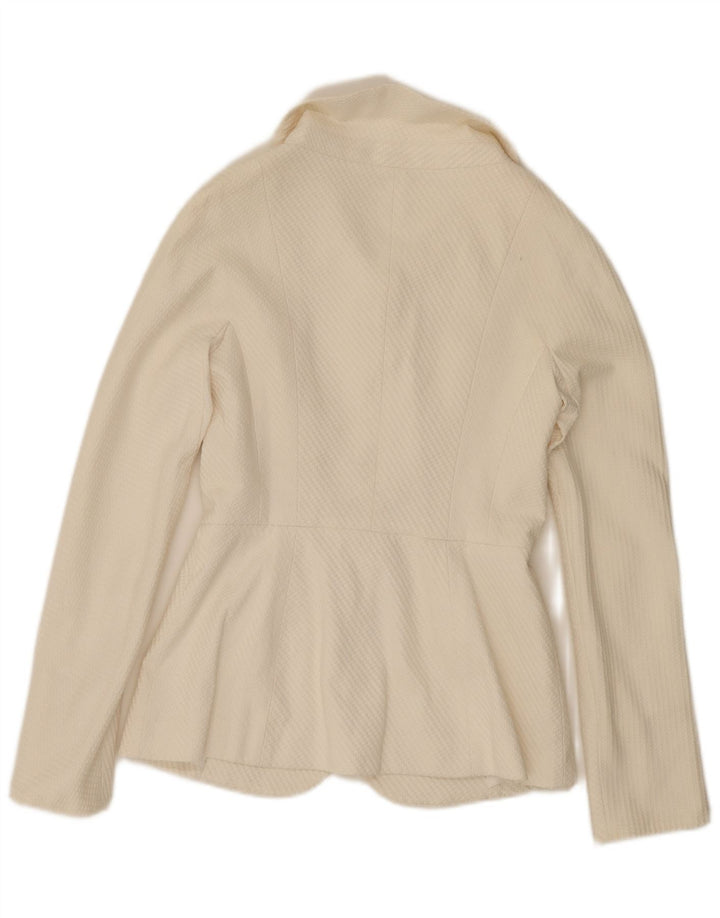 Jaqueta blazer vintage feminina com 4 botões UK 10 pequena branca