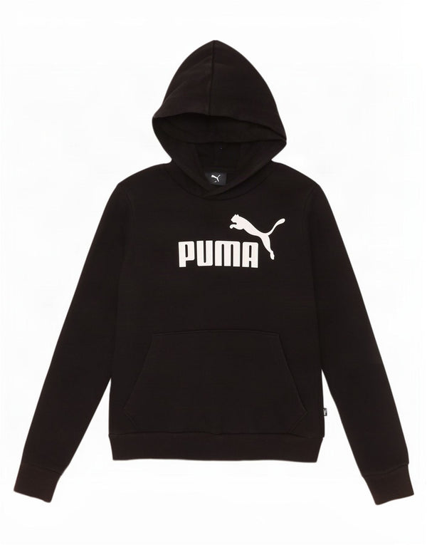 Puma feminino gráfico moletom com capuz Reino Unido 10 pequeno algodão preto