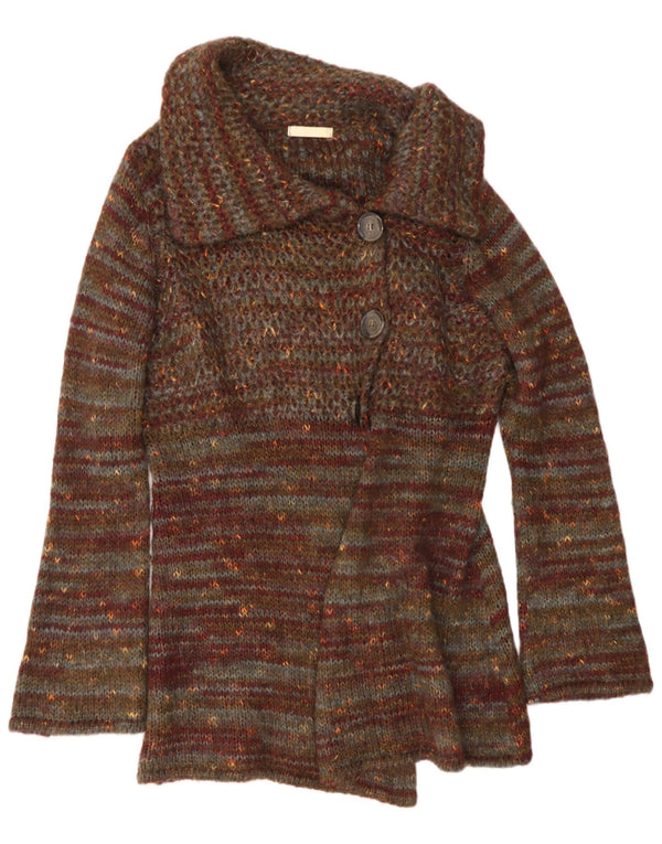 Suéter cardigã feminino Longline Marks & Spencer UK 16 grande verde manchado