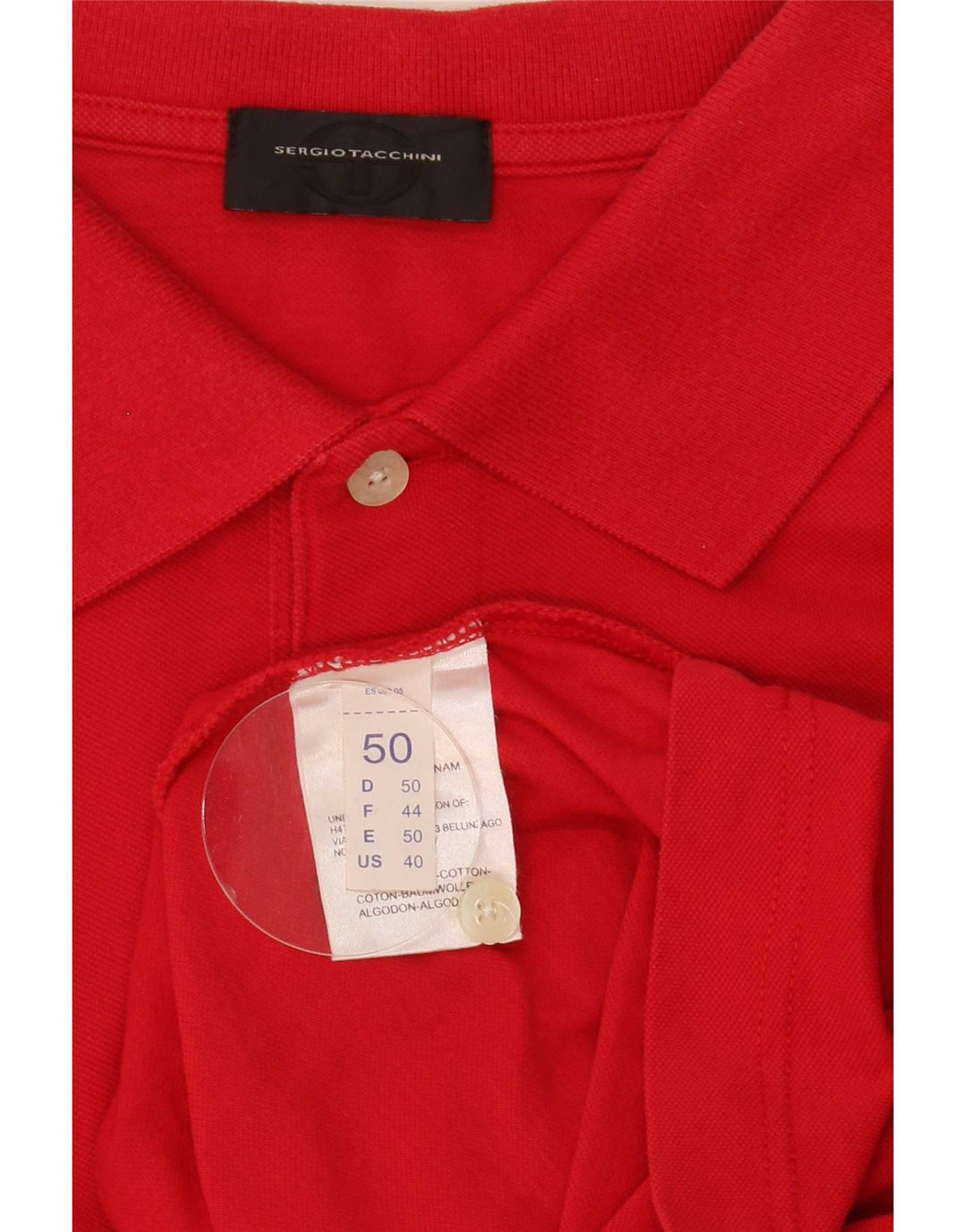 Camisa polo masculina Sergio Tacchini IT 50 algodão vermelho médio