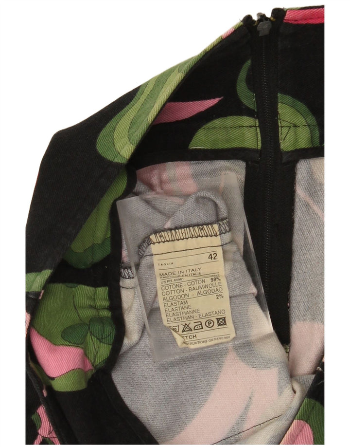 Mini saia feminina VINTAGE IT 42 médio W30 algodão floral preto