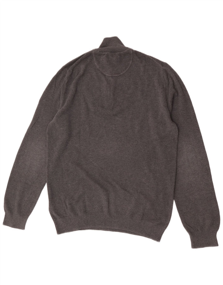 Suéter masculino Gant com zíper e gola grande de algodão cinza