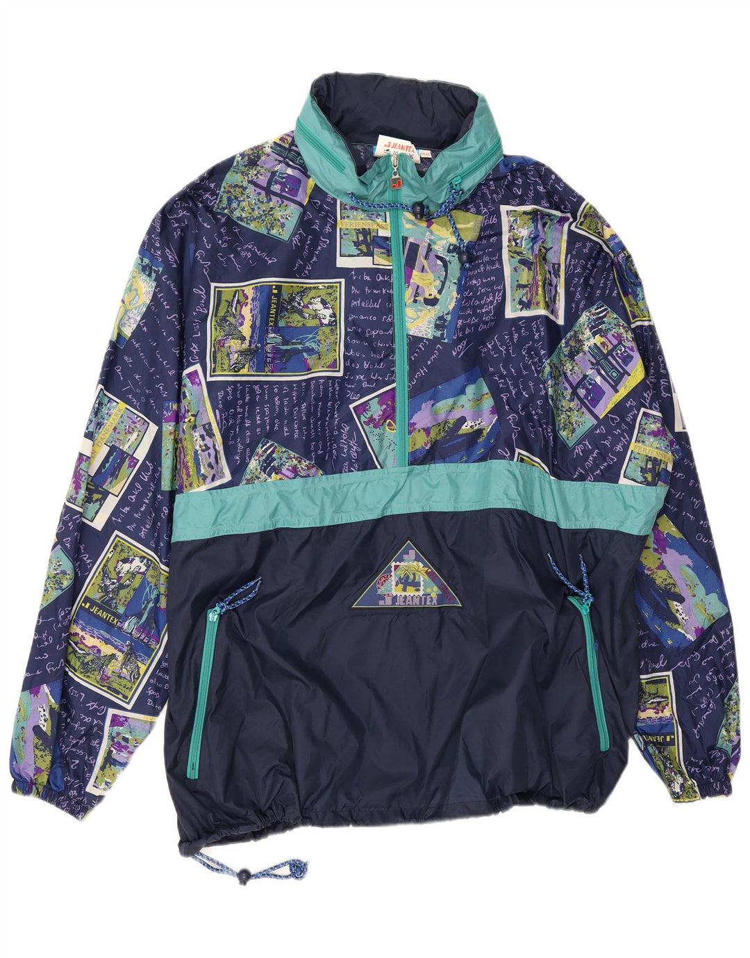 Jaqueta de chuva masculina Jeantex com capuz IT 58/60 4XL patchwork azul marinho