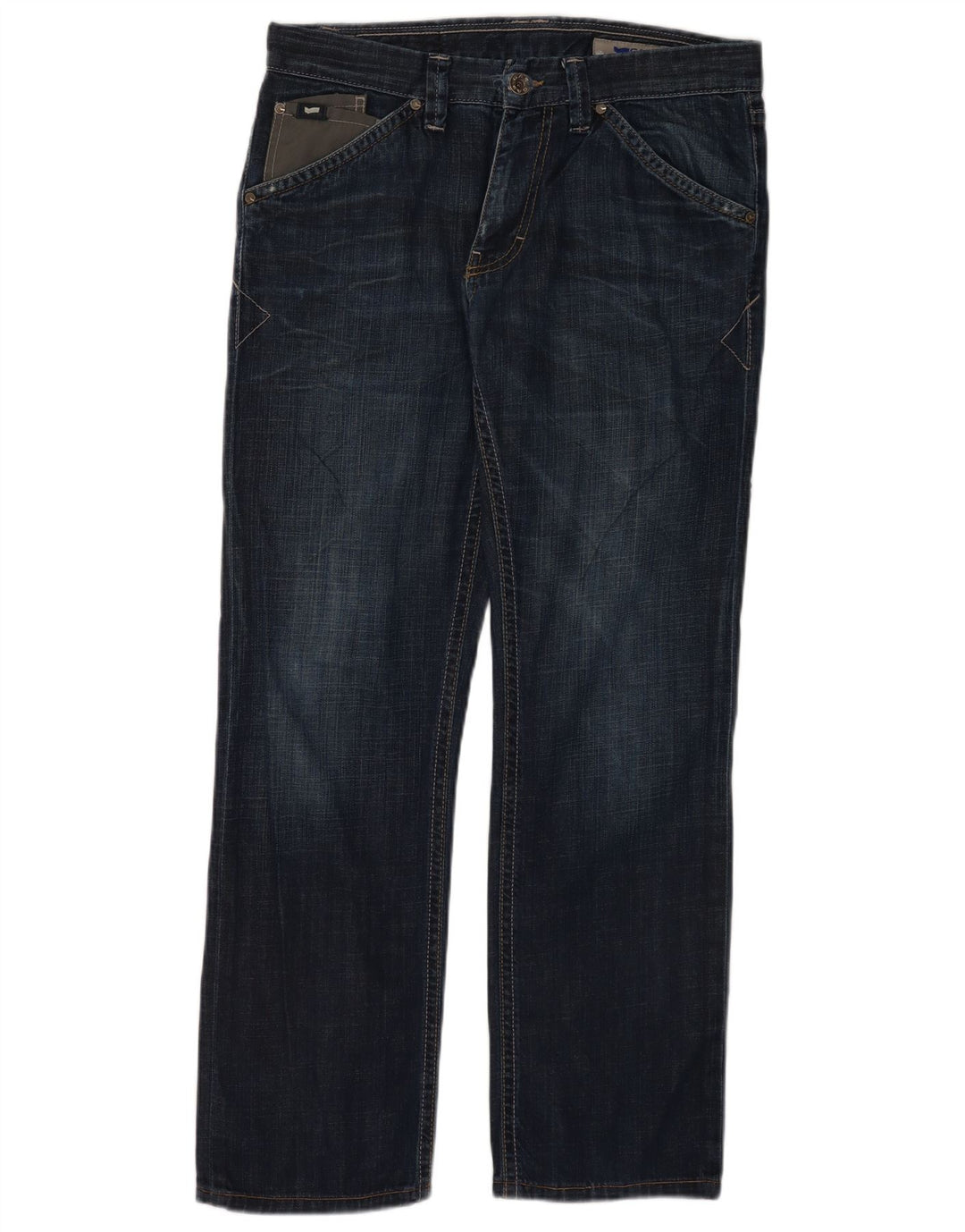 Gas Mens Straight Jeans W34 L32 Azul Marinho Algodão