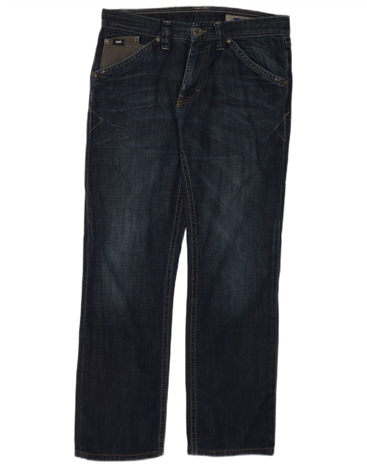 Gas Mens Straight Jeans W34 L32 Azul Marinho Algodão