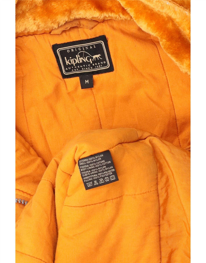 Casaco corta-vento feminino com capuz Kipling UK 14 nylon amarelo médio