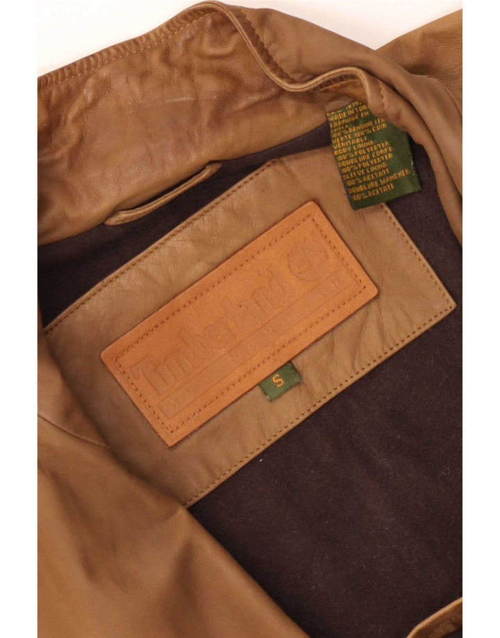 Jaqueta de couro masculina Timberland UK 36 pequena marrom