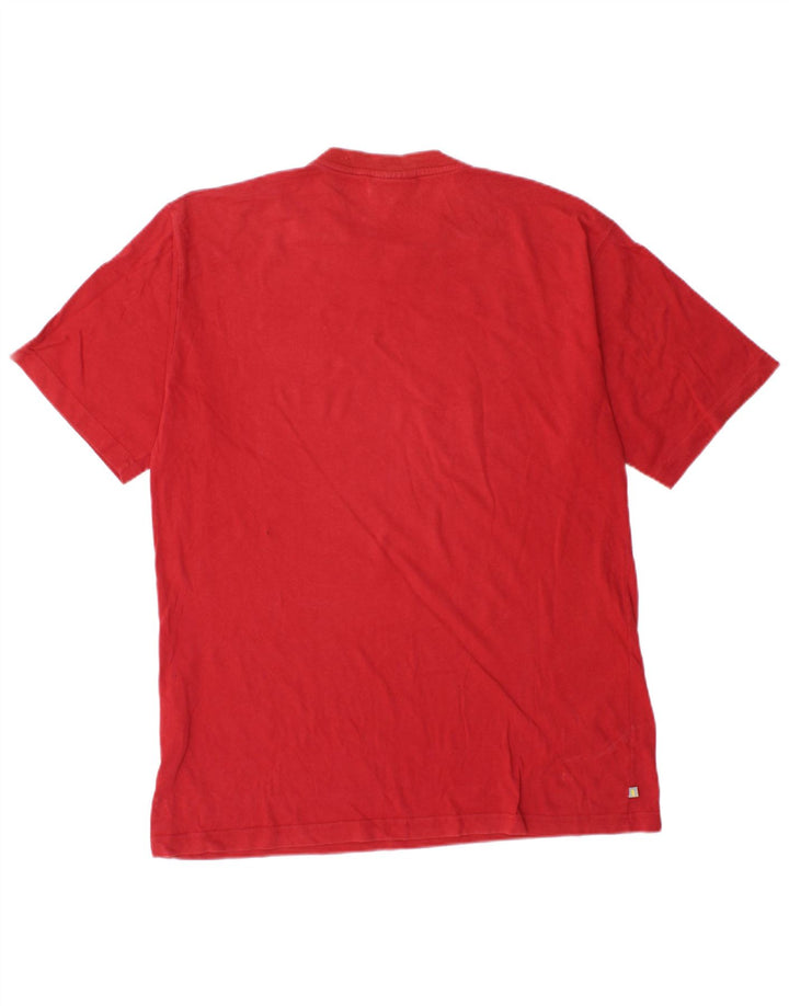 REEBOK Camiseta masculina gráfica top pequeno algodão vermelho