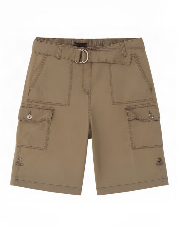 Shorts cargo feminino Marks & Spencer UK 12 médio W30 cáqui Lyocell