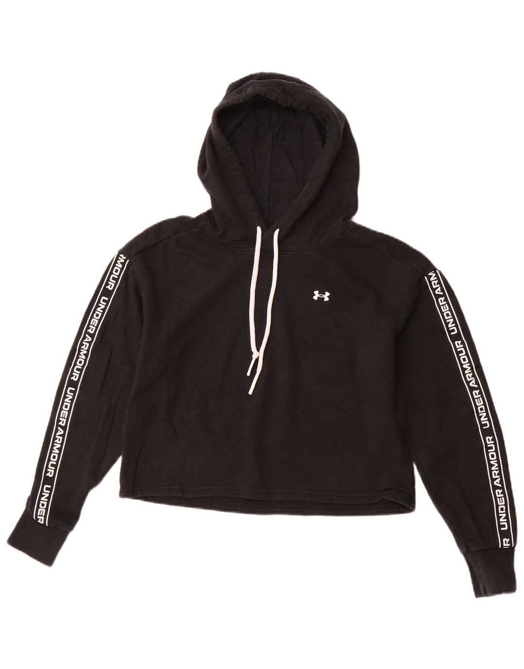 UNDER ARMOUR Suéter feminino oversized com capuz e corte gráfico Reino Unido 6 XS preto