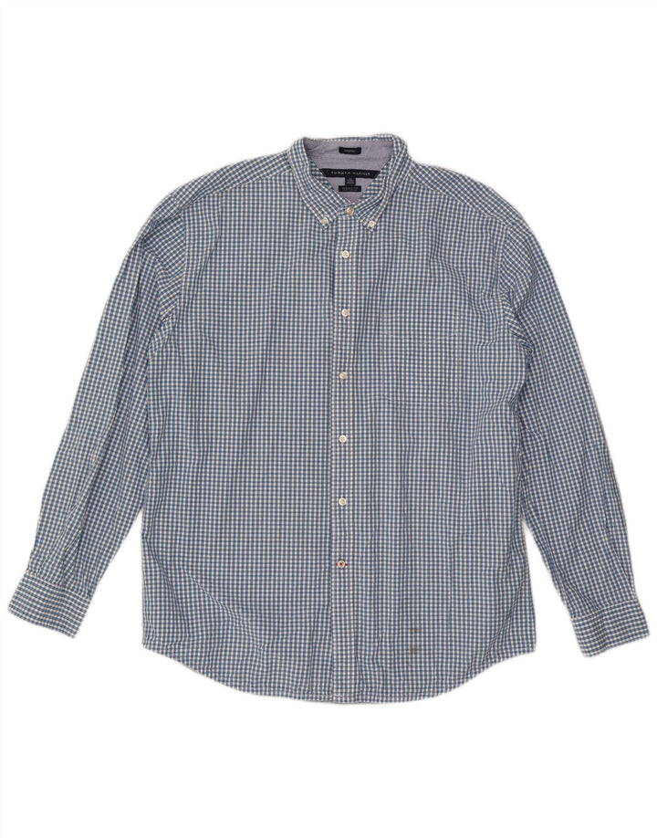 Camisa masculina Tommy Hilfiger Classic Fit XL azul algodão guingão