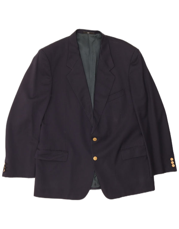 Jaqueta Blazer Masculina Valentino com 2 Botões IT 56 3XL Lã Virgem Azul Marinho