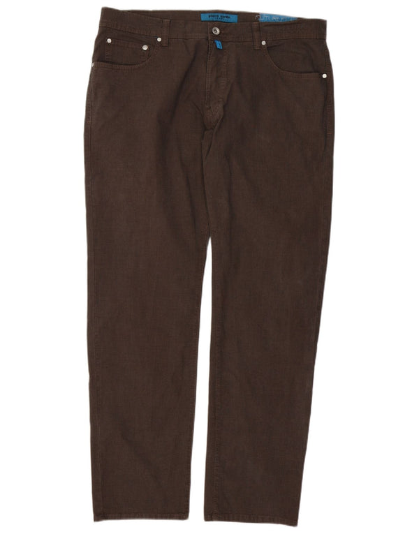 Pierre Cardin Calça masculina reta casual W36 L31 algodão marrom