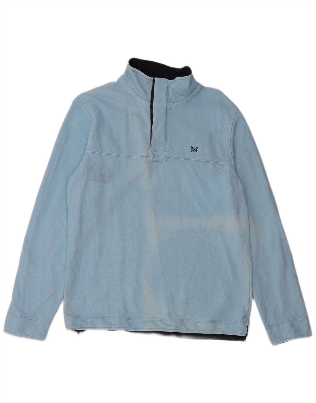 Crew Clothing Mens Zip Neck Moletom Jumper Médio Algodão Azul