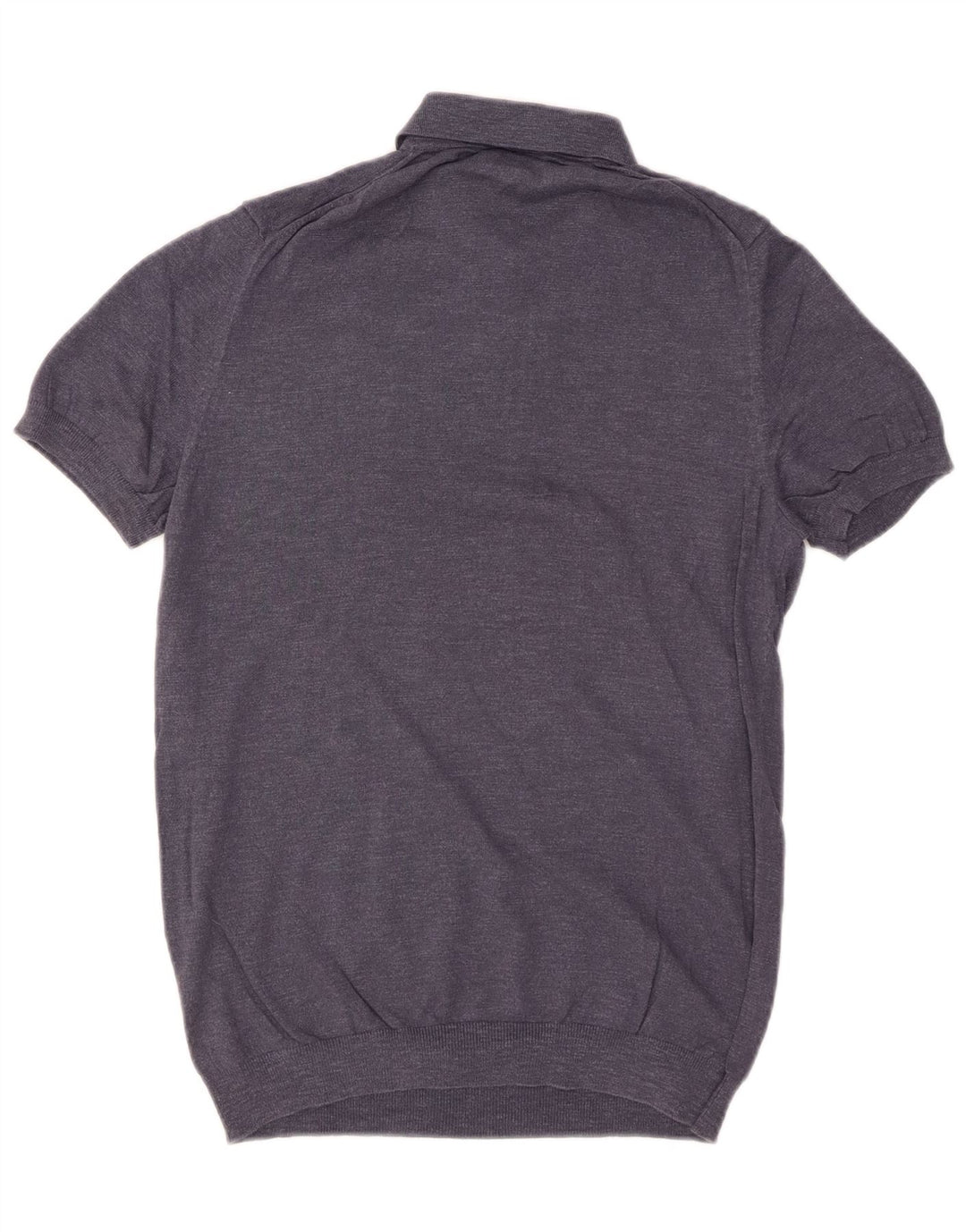 MASSIMO DUTTI Suéter masculino de manga curta com gola polo pequeno azul marinho