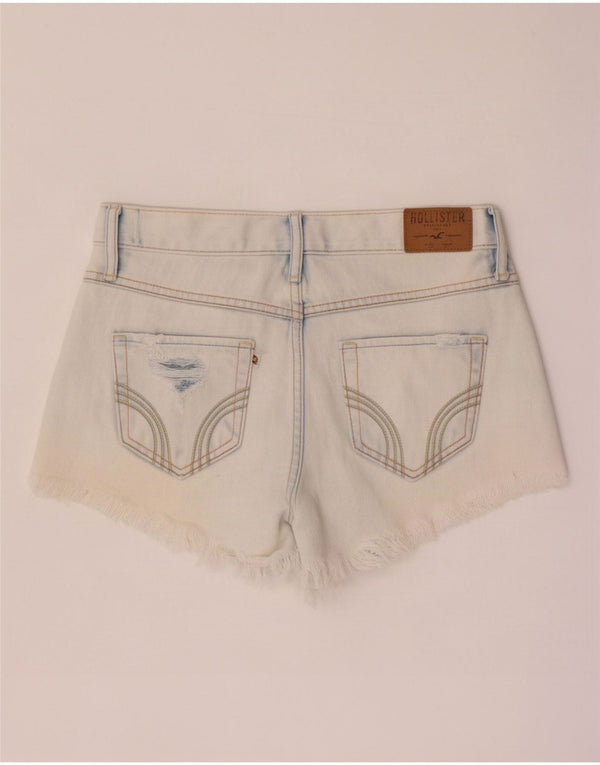 Shorts jeans feminino Hollister Acid Wash envelhecido EUA 1 XS W25 algodão azul