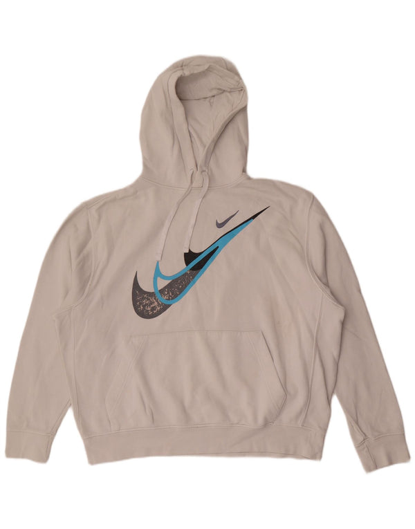 Suéter Nike masculino com capuz gráfico grande algodão branco