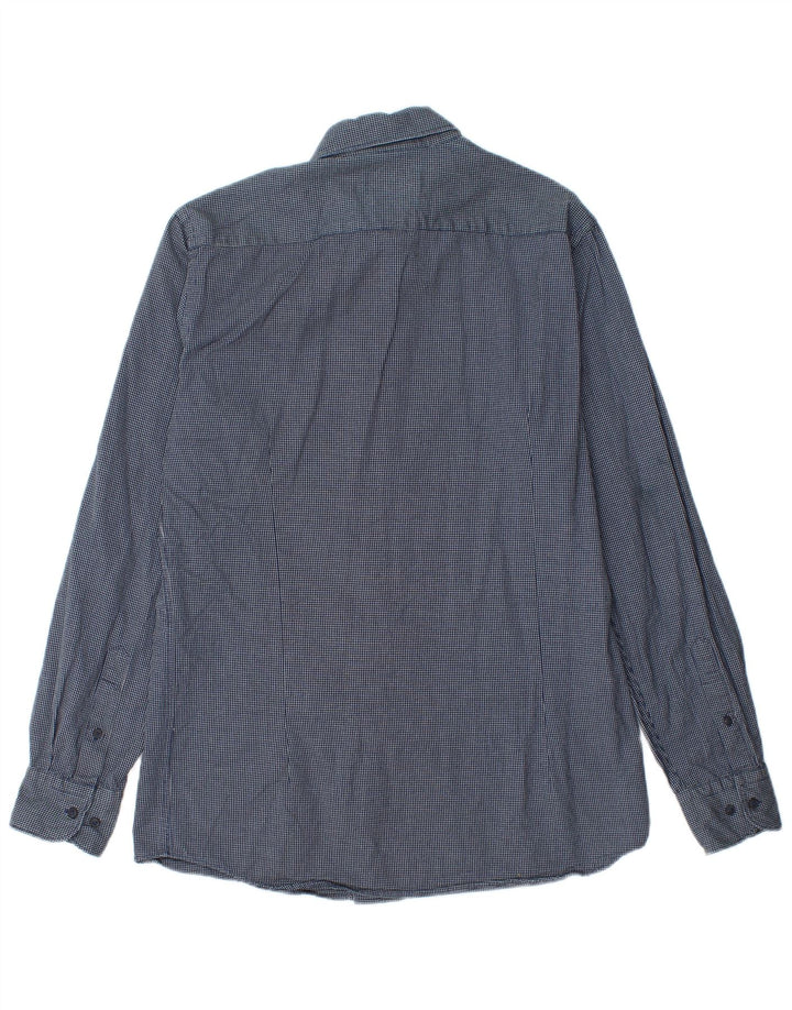 Camisa masculina Massimo Dutti de algodão xadrez médio azul marinho