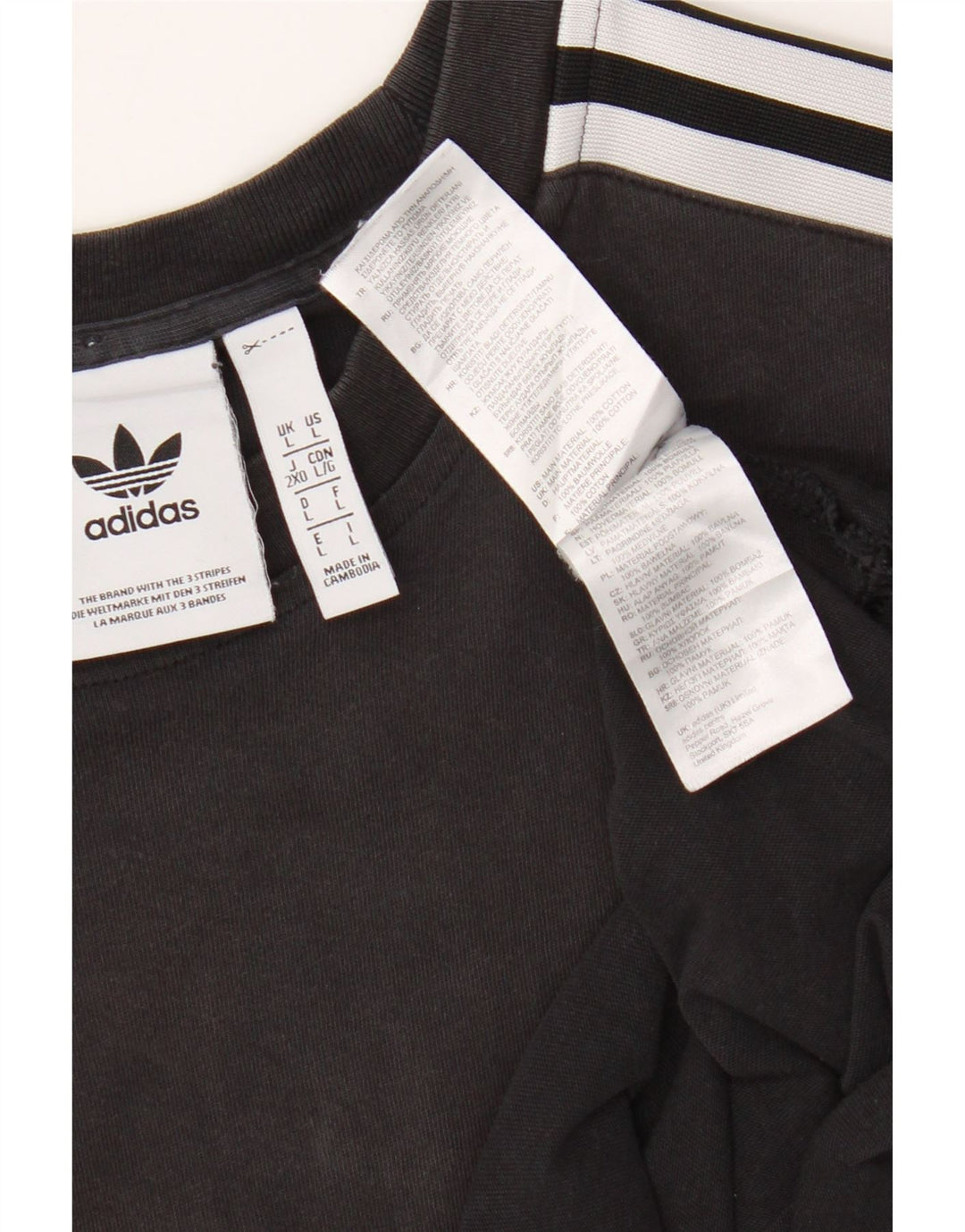Adidas Mens Camiseta Top Grande Algodão Preto