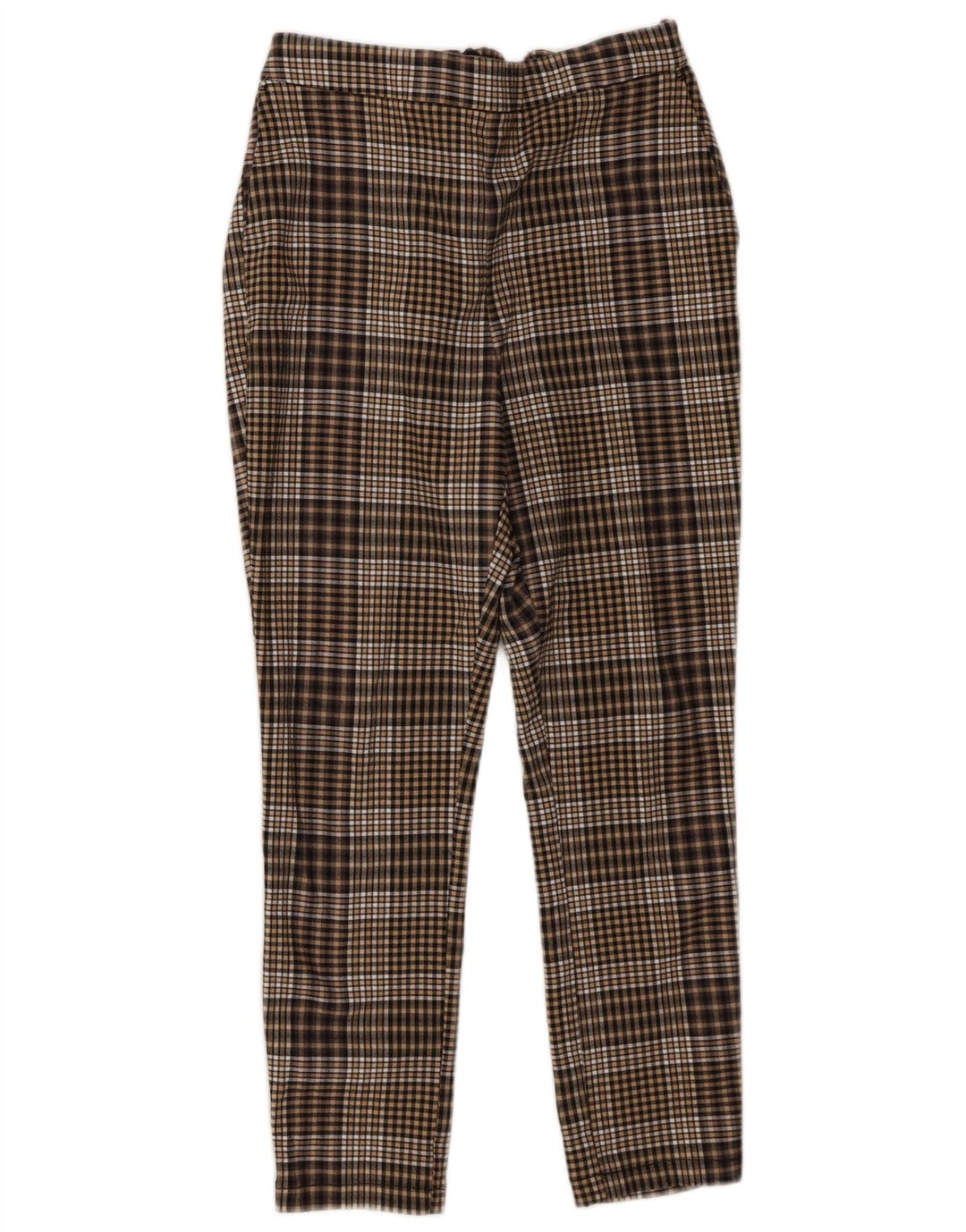Zara Calça feminina cortada grande W30 L24 xadrez marrom