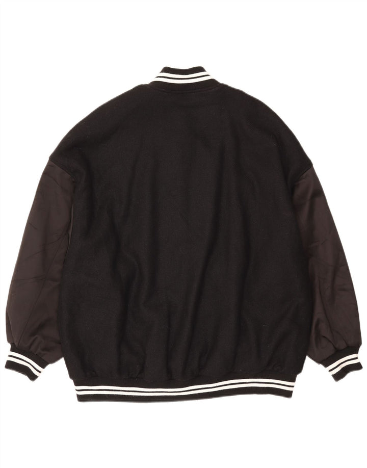 Zara Womens Oversized Varsity Jacket UK 10 Small Black Colourblock