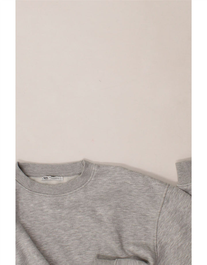 ZARA Womens Crop Sweatshirt Jumper UK 14 Medium Grey Vintage Zara and Second-Hand Zara from Messina Hembry 
