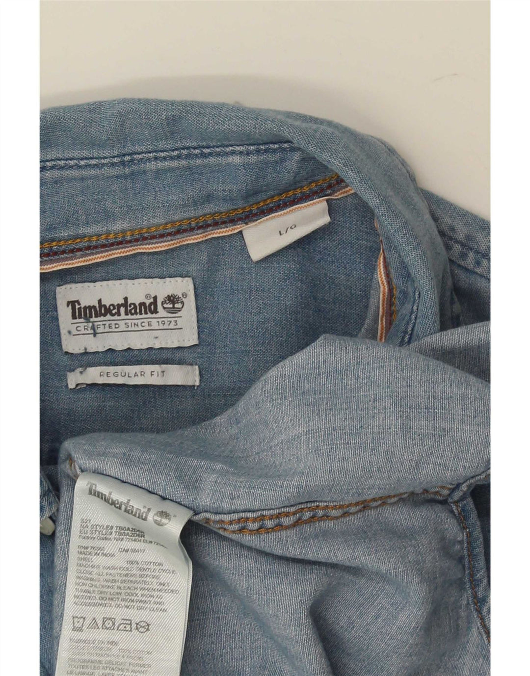 Camisa jeans masculina Timberland Regular Fit grande algodão azul