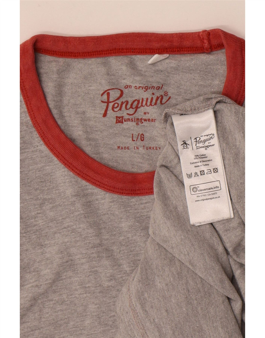 Camiseta masculina Penguin Top grande algodão cinza