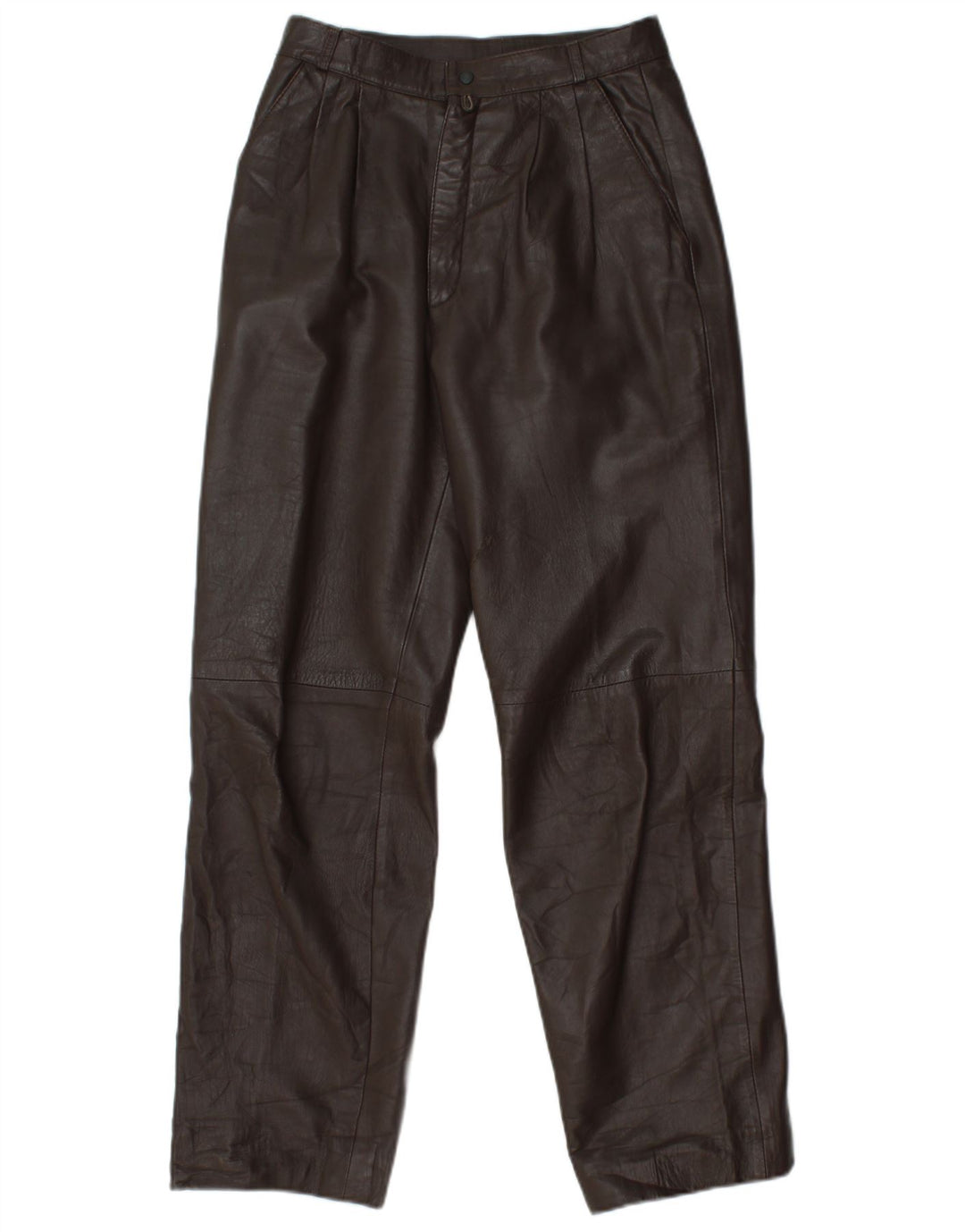 Calça feminina reta de couro VINTAGE W25 L29 marrom