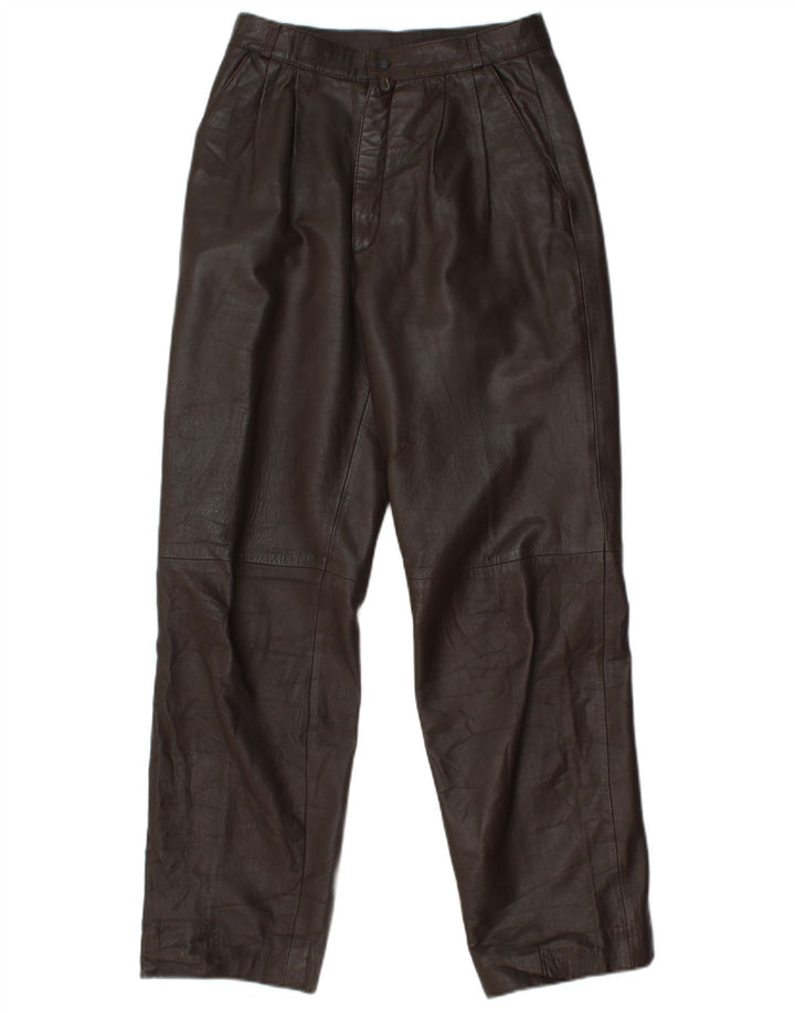 Calça feminina reta de couro VINTAGE W25 L29 marrom