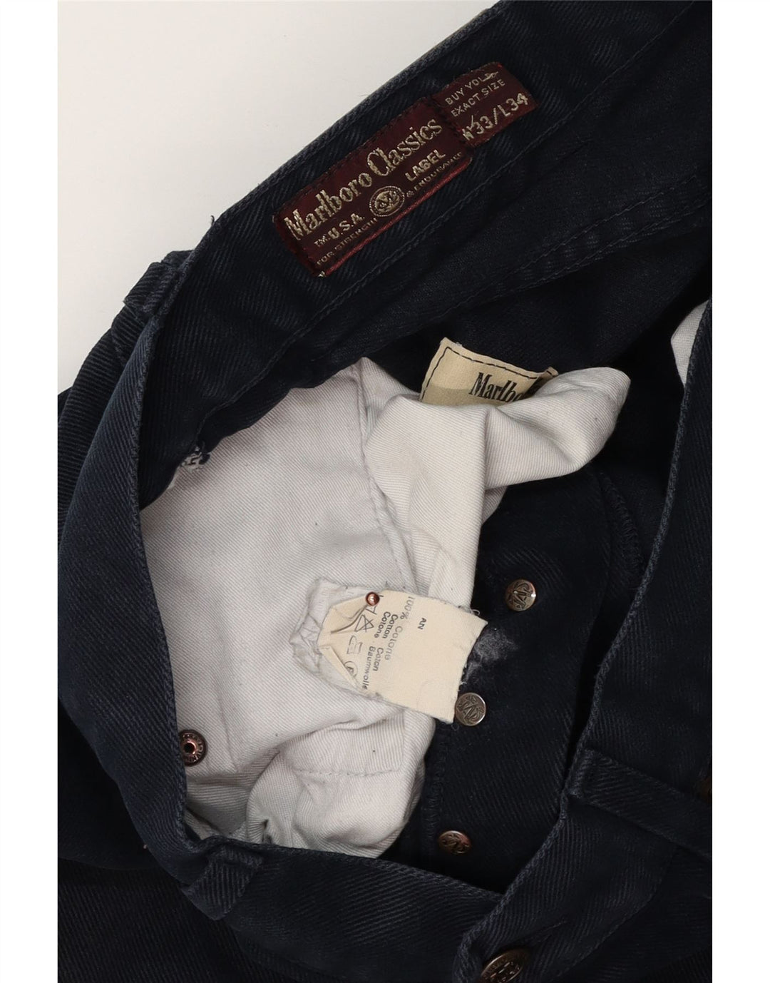 MARLBORO CLASSICS Calça jeans reta masculina W33 L27 algodão azul marinho