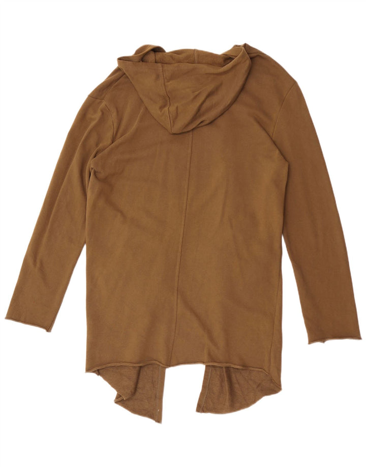 Suéter cardigã masculino Zara com capuz, algodão marrom médio