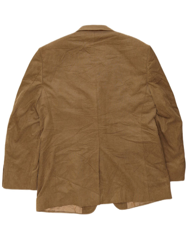 Jaqueta blazer masculina de veludo cotelê Marks & Spencer com 2 botões Reino Unido 42 grande bege