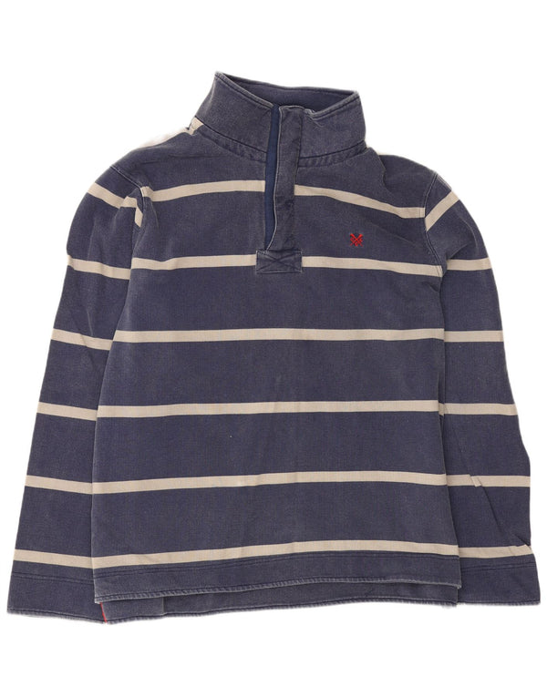 Crew Clothing Mens Zip Neck Moletom Jumper XL Azul Marinho Listrado Algodão